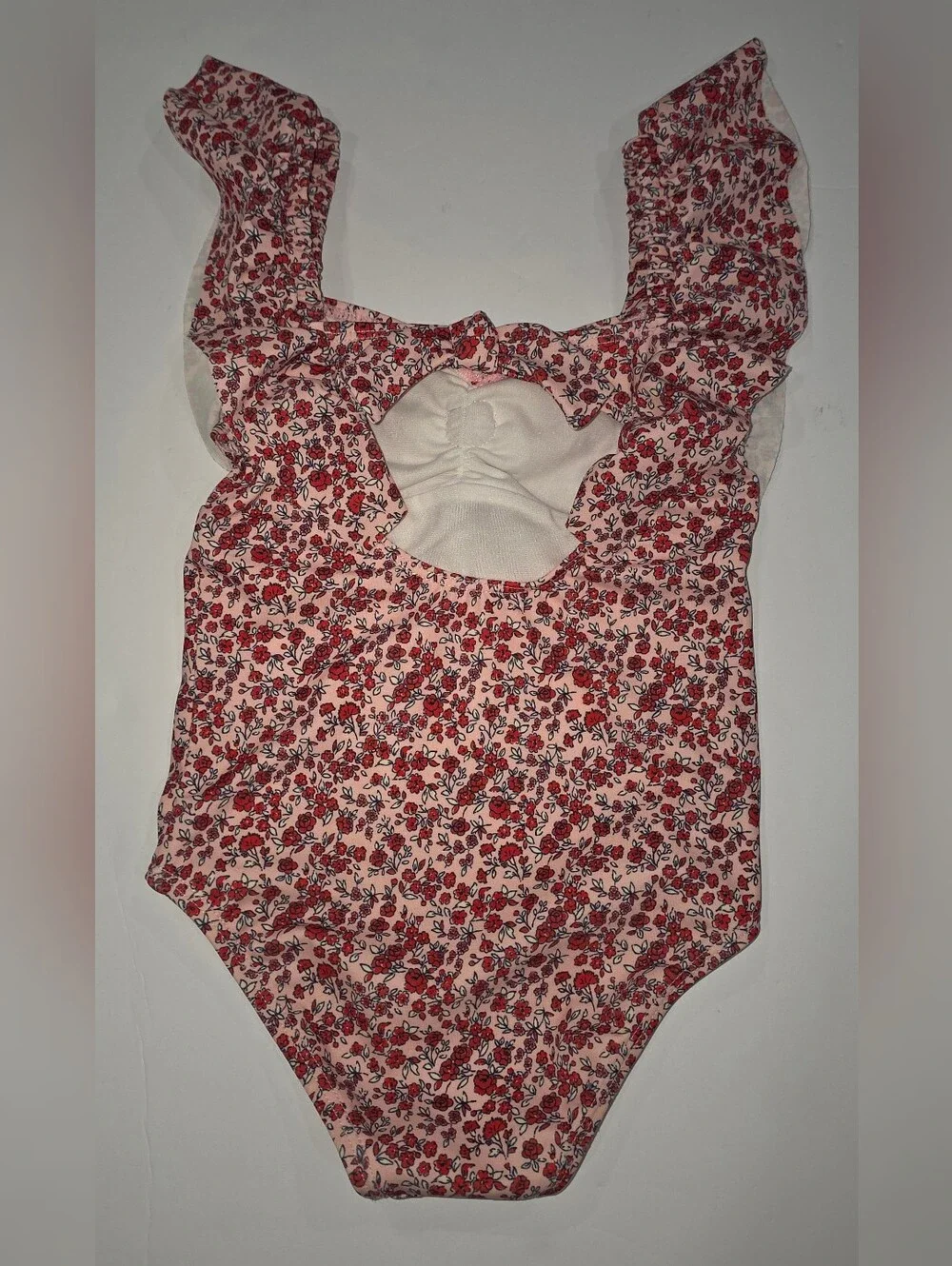 Janie and Jack Pink Floral One-Piece Swimsuit with White Flower Size 3